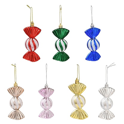 Décorations de pendentifs de bonbons en plastique galvanoplastie de noël, Ornements suspendus pour arbre de Noël en corde de nylon