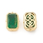 Eco-Friendly Glass Beads, with Real 18K Gold Plated Brass Finding, Lead Free & Cadmium Free, Rectangle