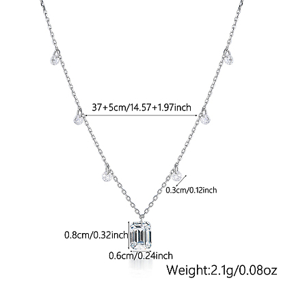 Прямоугольные ожерелья с кубическим цирконием, колье из стерлингового серебра с родиевым покрытием 925