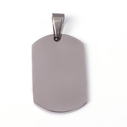 304 Stainless Steel Pendants, Stamping Blank Tag, 31.5x20x2mm, Hole: 5x9mm