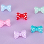 Food Grade Eco-Friendly Silicone Focal Beads, Chewing Beads For Teethers, DIY Nursing Necklaces Making, Bowknot with Polka Dots Pattern