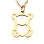 201 Stainless Steel Pendant Necklaces, with Cable Chains, Bear