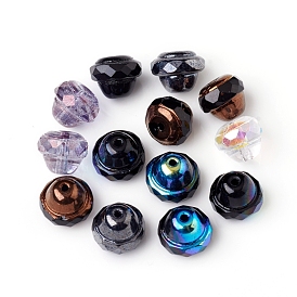 Perles de verre tchèques galvanisées, style rétro, facette, peg-top