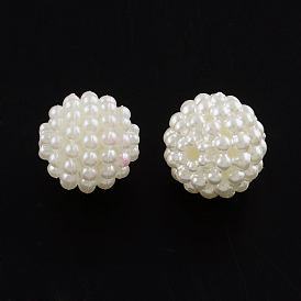 Acrylic Imitation Pearl Beads, Berry Beads, Round Combined Beads, 14mm, Hole: 1mm, about 520pcs/500g