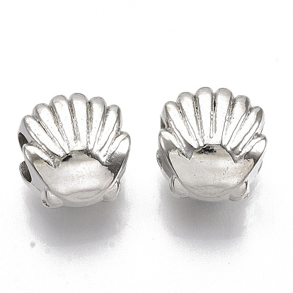 Placage de perles européennes en plastique ABS, Perles avec un grand trou   , forme coquille / pétoncle