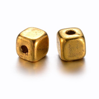 Tibetan Style Alloy Spacer Beads, Lead Free and Cadmium Free, Cube, about 4mm long, 4mm wide, 4mm thick, hole: 1.5mm