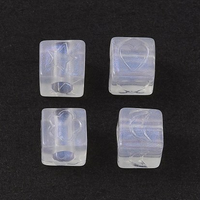 Perles acryliques transparentes, poudre de scintillement, cube avec motif coeur/lune/fleur/étoile