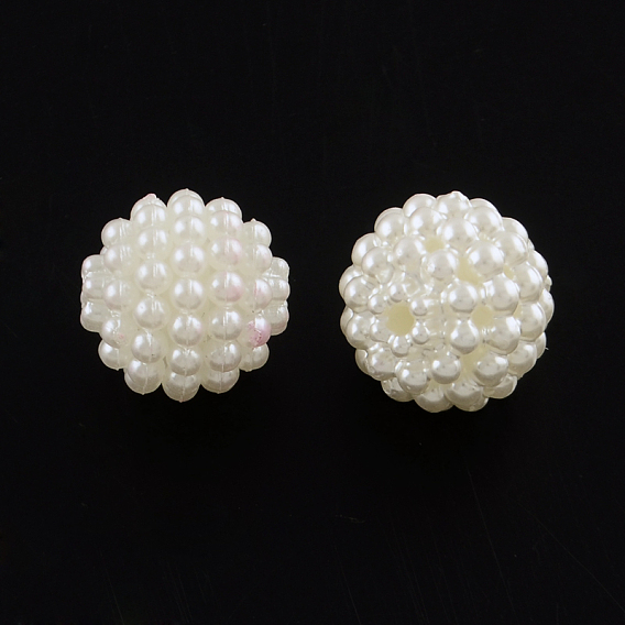 Cuentas de perlas de imitación de acrílico, perlas de la baya, perlas ronda combinados, 14 mm, Agujero: 1 mm, sobre 520 unidades / 500 g