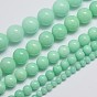 Malaisie naturelles perles de jade brins, amazonite d'imitation, ronde, teint