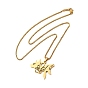 304 Stainless Steel Fox Pendants Necklaces, Box Chain Necklace with Lobster Clasps