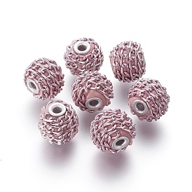 Perles Indonésiennes manuelles, avec des chaînes d'aluminium, ronde