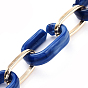 Handmade Acrylic & Aluminium Cable Chains, Imitation Gemstone, Flat Oval, for Jewelry Making, Light Gold