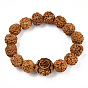 Bracelet extensible en perles de rudraksha naturelles, bracelet style chinois lotus & & dragon & caractère pour femme