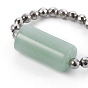 Natural Mixed Gemstone Stretch Rings, with Electroplate Non-magnetic Synthetic Hematite Beads, Column