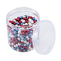 3 couleurs de perles de verre, ronde, perles rouges & blanches & bleues