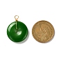 Natural Malaysia Jade Pendants, with Real 18K Gold Plated Eco-Friendly Copper Wire, Dyed, Donut/Pi Disc