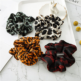 Accessoires de cheveux élastiques en tissu à motif imprimé léopard, pour les filles ou les femmes, chouchou / élastiques à cheveux chouchous