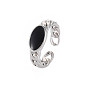 Enamel Oval Open Cuff Ring, Tibetan Style Alloy Jewelry for Men Women, Cadmium Free & Lead Free, Platinum