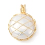 Pendentifs perle keshi perle baroque naturelle, Breloques rondes plates avec fil de cuivre écologique enveloppé