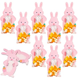 20pcs sacs de rangement de bonbons en plastique et en papier lapin de Pâques, avec des autocollants