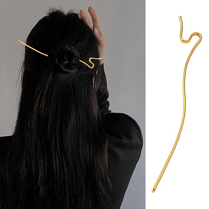 Brass Hair Sticks, Twist, S Shape, Updo Hair Pins Clips