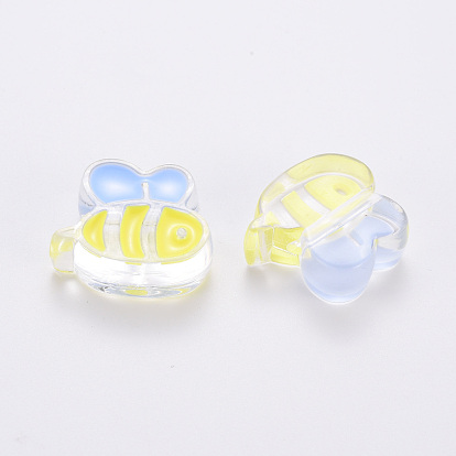 Abalorios de acrílico transparentes, con esmalte, abeja