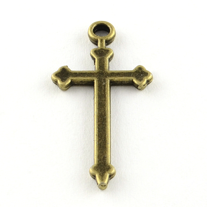 Tibetan Style Alloy Pendants, Cross, Cadmium Free & Lead Free, 28x13x1.5mm, Hole: 2mm, about 1492pcs/1000g
