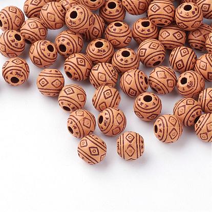 Imitation Wood Acrylic Beads, Round