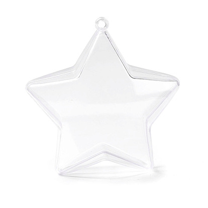 Openable Transparent Plastic Pendants, Fillable Plastic Bauble Christmas Ornament, Star