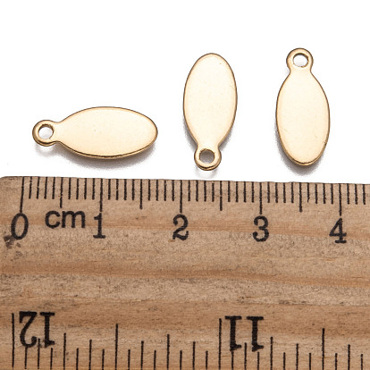 Placage ionique ovale (ip) 304 pendentifs d'étiquette vierge d'estampage en acier inoxydable, 16x7x1mm, Trou: 1.5mm