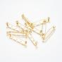 Grade AAA Brass Brooch Findings, Back Bar Pins, with Three Holes, Cadmium Free & Nickel Free & Lead Free, 40x5x7mm, Hole: 2mm, Pin: 1mm