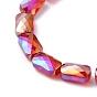 Transparent Electroplate Glass Beads Strands, Rainbow Plated, Faceted, Rectangle
