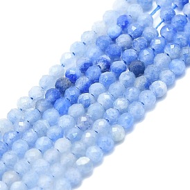 Natural Blue Aventurine Beads Strands, Faceted, Round