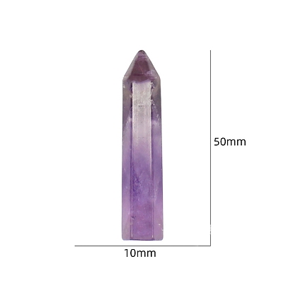 Point Tower Natural Gemstone Home Display Decoration, Healing Stone Wands, for Reiki Chakra Meditation Therapy Decors, Hexagon Prism