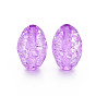 Transparent Crackle Acrylic Beads, Faceted, Oval