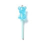 Luminous Transparent Resin Big Pendants, Glitter Lollipop Charms, Glow in Dark, with Platinum Tone Iron Loops, Mixed Color