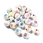 Plating Iridescent Acrylic Beads, Round with Number