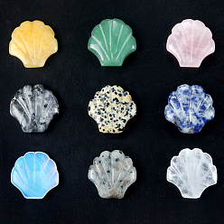 Gemstone Carved Shell Shape Figurines, for Home Office Desktop Feng Shui Ornament