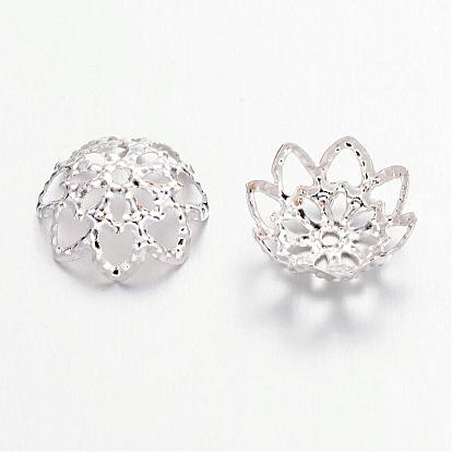 Chapeaux de perles fantaisie en fer, fleur, 10x4mm, Trou: 1mm