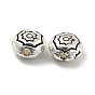 Tibetan Style Alloy Beads, Lead Free & Cadmium Free, Flat Round with Flower