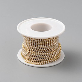 Chaînes en laiton tasse, avec abs en plastique imitation perle, avec bobine, chaînes décoratives de robe de mariée