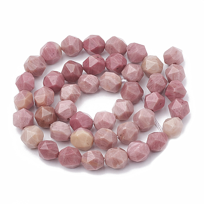 Perlas naturales rhodonite hebras, cuentas redondas con corte de estrella, facetados