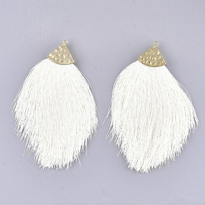 Polyester Tassel Big Pendant Decorations, with Alloy Findings, Golden