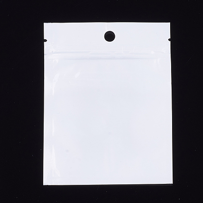 Sacs de fermeture à glissière en plastique de film de perle, sacs d'emballage refermables, avec trou de suspension, joint haut, rectangle