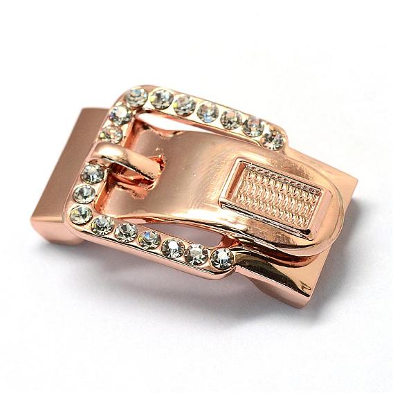 Alloy Rhinestone Magnetic Clasps with Glue-in Ends, Buckle