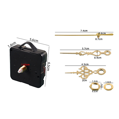 Plastic Long Shaft Clock Movement Mechanism, with Aluminum Pointer & Other Alloy Accessories