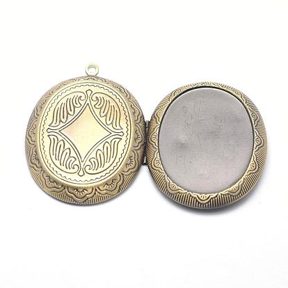 Подвески латуни медальон, фото прелести рамка для ожерелья, без кадмия, без никеля и без свинца, овальные