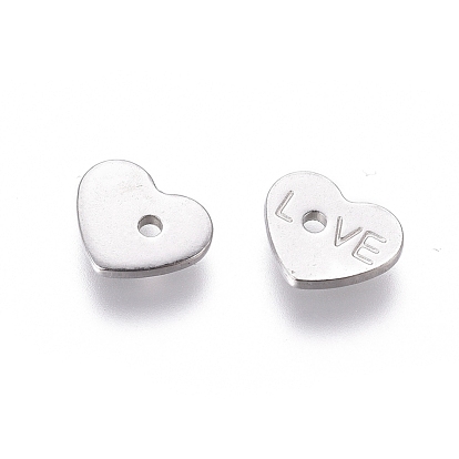 304 Stainless Steel Charms, for Valentine's Day Jewelry Making, Chain Extender Teardrop, Heart with word LOVE