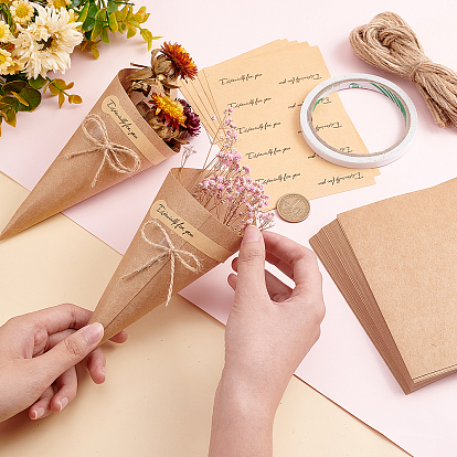 Diy artesanías de papel kraft, para conos de regalo ramo de flores caja de regalo