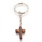 Porte-clés en pierre mélangée naturelle et synthétique, avec les accessoires en fer, croix